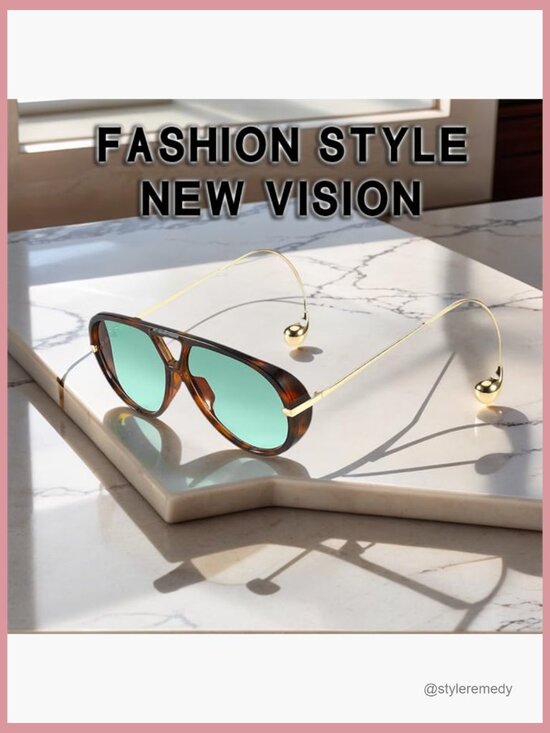 Oversized Aviator Sunglasses with Double Bridge and Earrings, Includes Pouch & main image 4